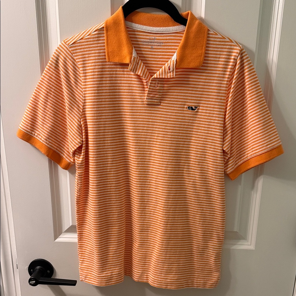 Vineyard Vines boys Polo in Orange and White Stripes youth large - Picture 2 of 3